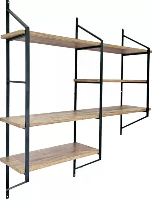 Raft muri Hanah Home, Raffy6, ngjyrë e zezë dhe Atlantic Pine, 120x120x28cm