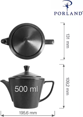 Çajnik Porland Seasons Coal 500 ml, i zi, set 6 copë