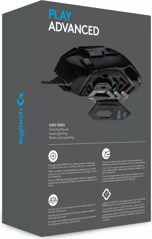 Maus Logitech G G502 HERO, 25600 DPI, USB, i zi