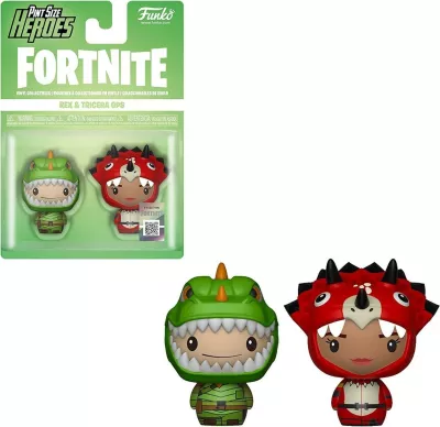 Figurinë koleksionuese Funko Pint Size Heroes Fortnite Rex & Tricera Ops, set 2 copë, jeshile/kuqe