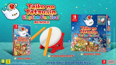 Lojë Nintendo Switch Bandai Namco Taiko no Tatsujin: Rhythm Festival Collector's Edition, Taiko Drum Set Bundle, kuqe/bardhë
