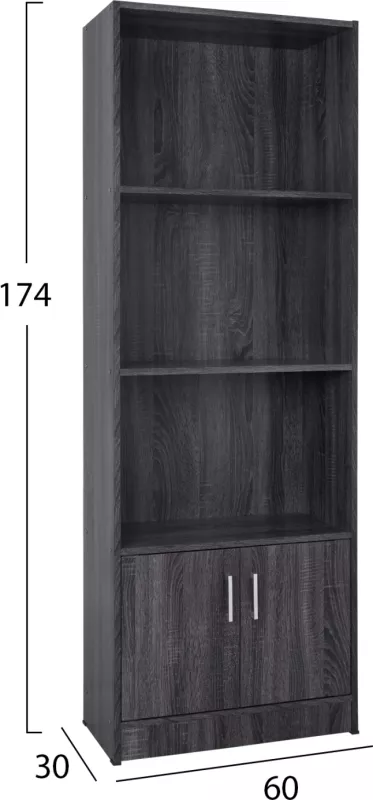 Raft librash melamine, ngjyrë gri, FH2269.01, 60x30x174 cm