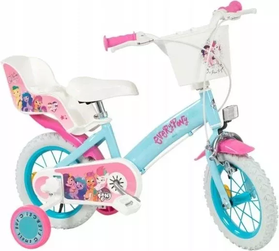 Biçikletë fëmijësh TOIMSA My Little Pony 12", 4 rrota, Rozë/Kaltër