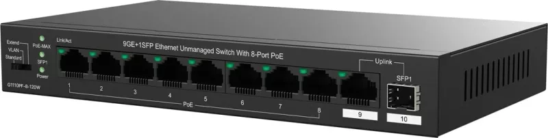 Switch Tenda TEG1110PF-8-120W, Gigabit Ethernet, PoE, i zi
