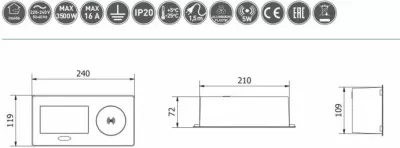 Prizë e integrume GTV AVARO PLUS, 1x 16A, USB-A/USB-C, karikues Qi, kabllo 1.5m, silver