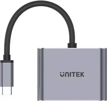 Adapter Unitek USB-C në HDMI 4K dhe VGA, gri