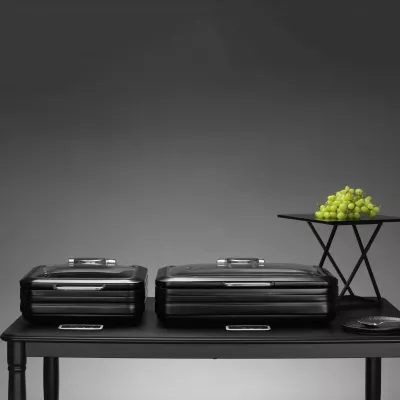 Enë ngrohëse buffet induksion rrethore, Fine Dine, De Luxe, 9L, kapak xhami, e zezë