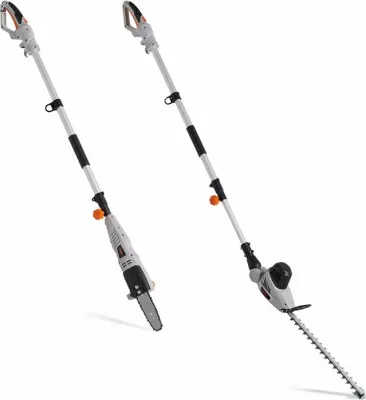 sharrë elektrike teleskopike 2-në-1 dhe gërshërë për gardh VONHAUS 2500263, 750W/460W, 8\" (20cm) Oregon, kabllo 10m, gri/zezë
