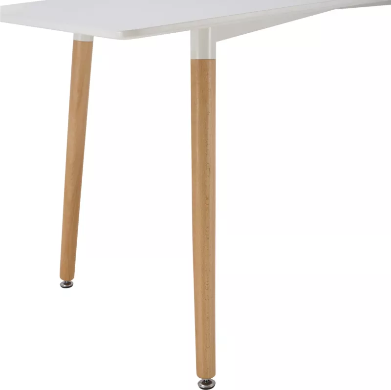 Tavolinë kuzhine minimaliste, MDF e bardhë, këmbë ahu, 160x90x74