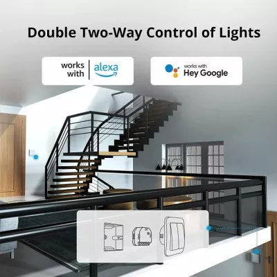 Switch smart Wi‑Fi 2-kanalësh SONOFF DUALR3, kontroll për perde/roleta, matje energjie, 100–240V 10A, 3300W, i bardhë
