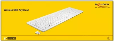 Tastierë wireless DeLOCK 12014, Full-size 100%, QWERTZ gjermane, RF 2.4 GHz, e bardhë