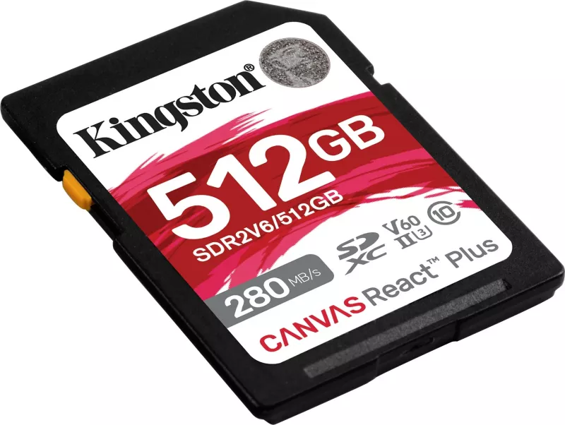Kartelë SDXC Kingston 512GB Canvas React Plus, UHS-II, 280 MB/s, e zezë