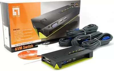 KVM switch LevelOne KVM-0422, 4 porta USB VGA, 2048x1536, zi gjelbër