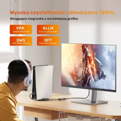 Zgjatës HDMI Unitek 2.1, 8K 0.5m, ngjyrë argjend-zi