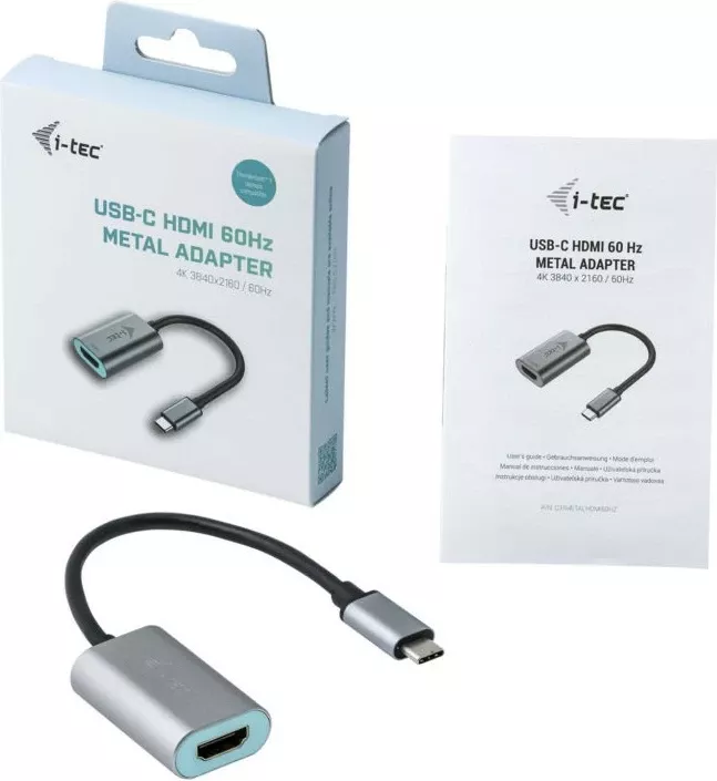 Adapter USB-C në HDMI I-Tec, 4K/60Hz, 0.15m, metalik, gri/turkeze