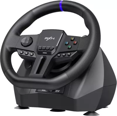 Timon gaming PXN V900 Gen2 me pedale, për PC/PS3/PS4/XBOX ONE/SWITCH, i zi