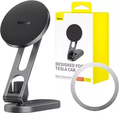 Mbajtës magnetik për celular Baseus T-Space, për Tesla, argjend