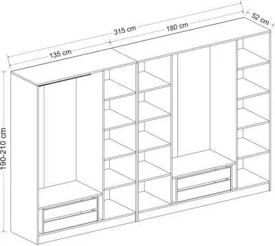 Dollap Skye Decor, dore, 315x190x52cm
