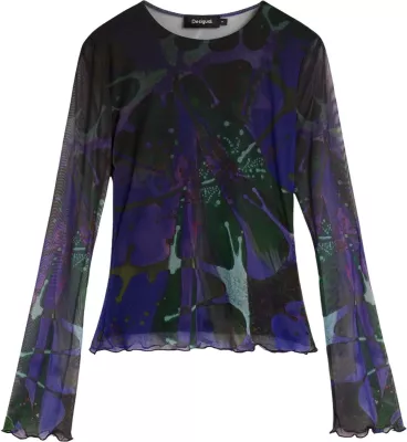 Maicë me mëngë të gjata për femra Desigual TS_DOTS LEAF_LACROIX 26WWTK02, vjollcë [Madhësia: L]