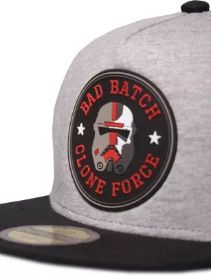 Kapele snapback Difuzed Star Wars: The Bad Batch Hunter, e rregullueshme, patch gome, gri e çelët