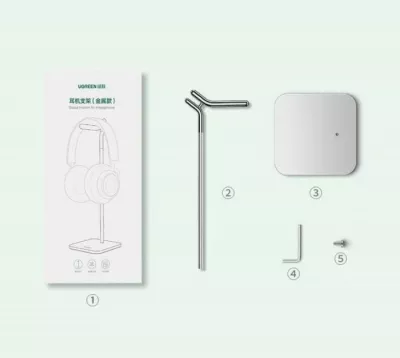 mbajtëse kufjesh UGREEN 80701, alumin metalike, e rregullueshme, 287 mm, argjend/e zezë