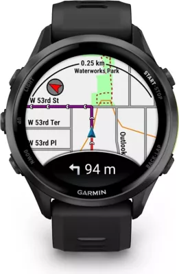 Smartwatch Garmin Forerunner® 970 Carbon Gray DLC Titanium (Black Case, Black/Translucent Whitestone Strap)