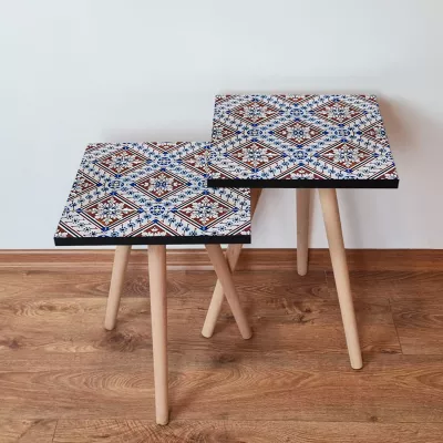 Set tavolinash të mbivendosura, Skye Decor, 2Shp32, ngjyrë kaltër e errët, 2 copë
