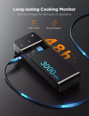 Termometër mishi Govee GoveeLife, wireless Bluetooth + WiFi, 2 sonda, LCD, rreze deri 150 m, i zi