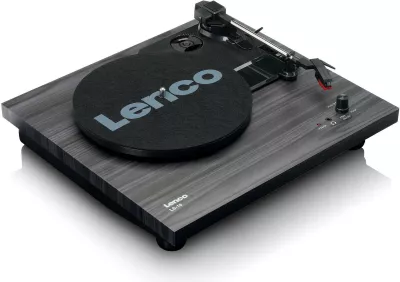 Gramafon Lenco LS-10WD me altoparlantë, bardhë/druri