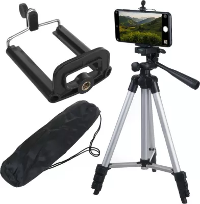 Stativ universal Maclean MC-164 për telefon, kamera, dritë unazore, 102 cm, i zi/argjendtë