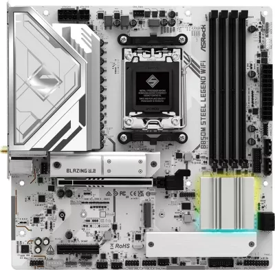 Pllakë amë Asrock B850M Steel Legend WiFi, Socket AM5, micro ATX, Bardhë