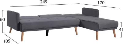 Kënd divan shtrat majtas/djathtas FH3127.01, ngjyrë gri e errët, 263x93 - 155x79 cm