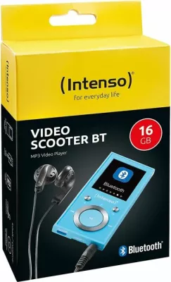 MP3 player, Intenso Video Scooter BT, 16GB, Bluetooth 5.0, ekran 1.8\", Blu, set me microSD + kufje + kabllo USB