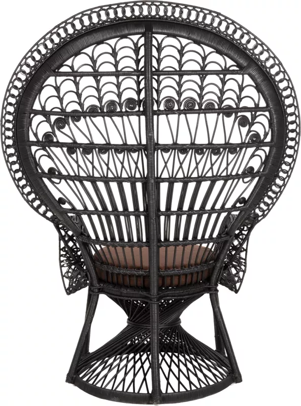 Karrige mbretërore palloi, FH9342.03, rattan, ngjyrë e zezë, jastëk kafe, 114x72x150H cm