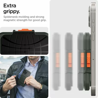 Mbështjellës Spigen Lock Fit MagSafe për karta, i gjelbër