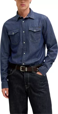 Këmishë për meshkuj Jack Jones JJESHERIDAN L/S NOOS, denim e errët [Madhësia: XS]