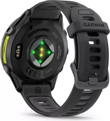 Smartwatch Garmin Forerunner® 970 Carbon Gray DLC Titanium (Black Case, Black/Translucent Whitestone Strap)