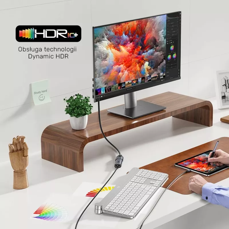 Zgjatës HDMI Unitek 2.1, 8K 1m, ngjyrë argjend e zezë
