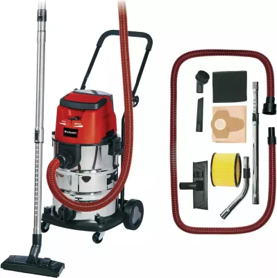 Fshesë me kova Einhell TE-VC 36/30 Li S-Solo, 30L, pa kabllo, pastrim i lagësht dhe i thatë, e zezë/e kuqe/e hirtë