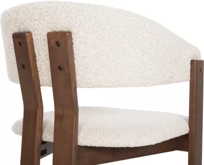 Karrige për ngrënie ZARRA FH9970.03, dru gome, ngjyrë arre, pëlhurë boucle ecru, 55,5x59x81,5H cm, set prej 2 copash