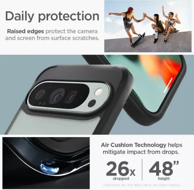 Mbështjellës Spigen Ultra Hybrid për Google Pixel 9 Pro XL, i zi