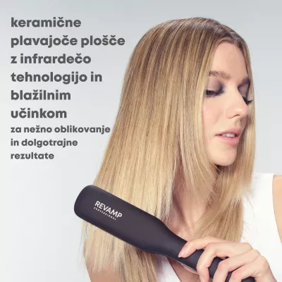 Drejtues flokësh Revamp Enigma Wide Ionic Radiance ST-3000, pllaka 45 mm, 130–235°C, LCD, i zi, me mat silikoni