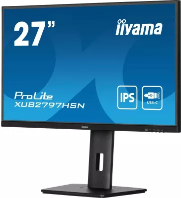 Monitor, iiyama ProLite XUB2797HSN-B2 27" IPS USB-C dock me rrjetë LAN dhe DisplayPort-out, lartësi e rregullueshme, e zezë