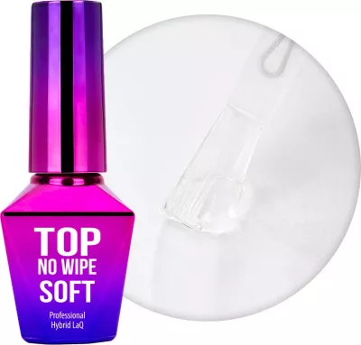 Top coat për thonj MollyLac Top No Wipe Soft për femra clear 10g