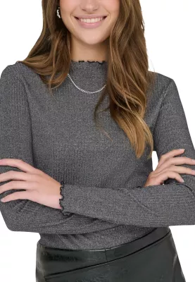 Maicë për femra Only Onlemma Life LS Glitter Top Jrs Noos 15331094, e zezë-argjend [Madhësia: S]