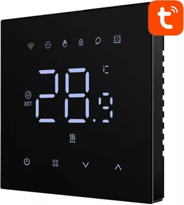 Termostat i mençur Avatto WT410-BH-3A-B për bojler, WiFi, i zi