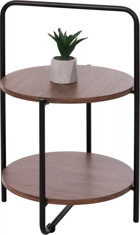 Tavolinë anësore SYLO FH9618.02 MDF ngjyrë arre-kornizë metalike e zezë Φ44x66Hcm