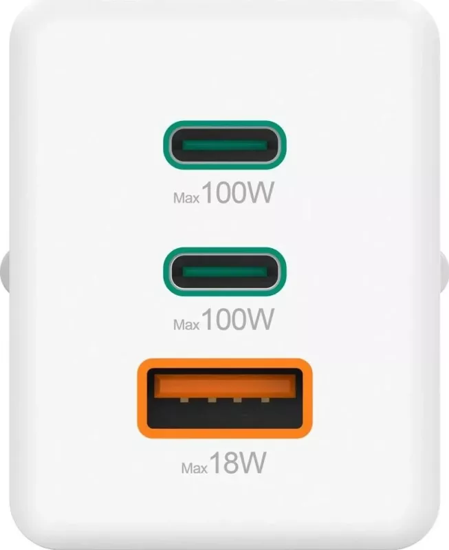 Karikues Hama mini 100W GaN PD/QC 2x USB-C, 1x USB-A bardhë