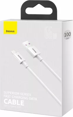 Kabllo karikimi dhe të dhënash Baseus Superior CATYS-02, USB-A në USB-C, 1m, 66W, Bardhë