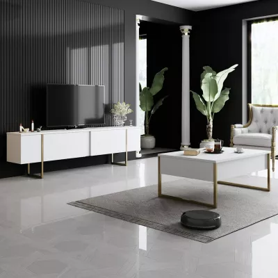 Set mobiljesh për dhomë dite, Luxe, e bardhë dhe ari